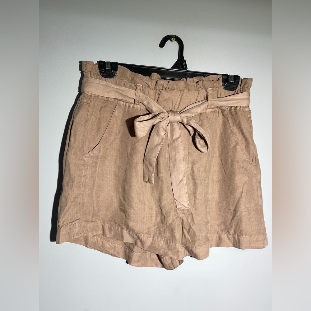 Thread & Supply High-Waist Tie-Belt Shorts — Beige